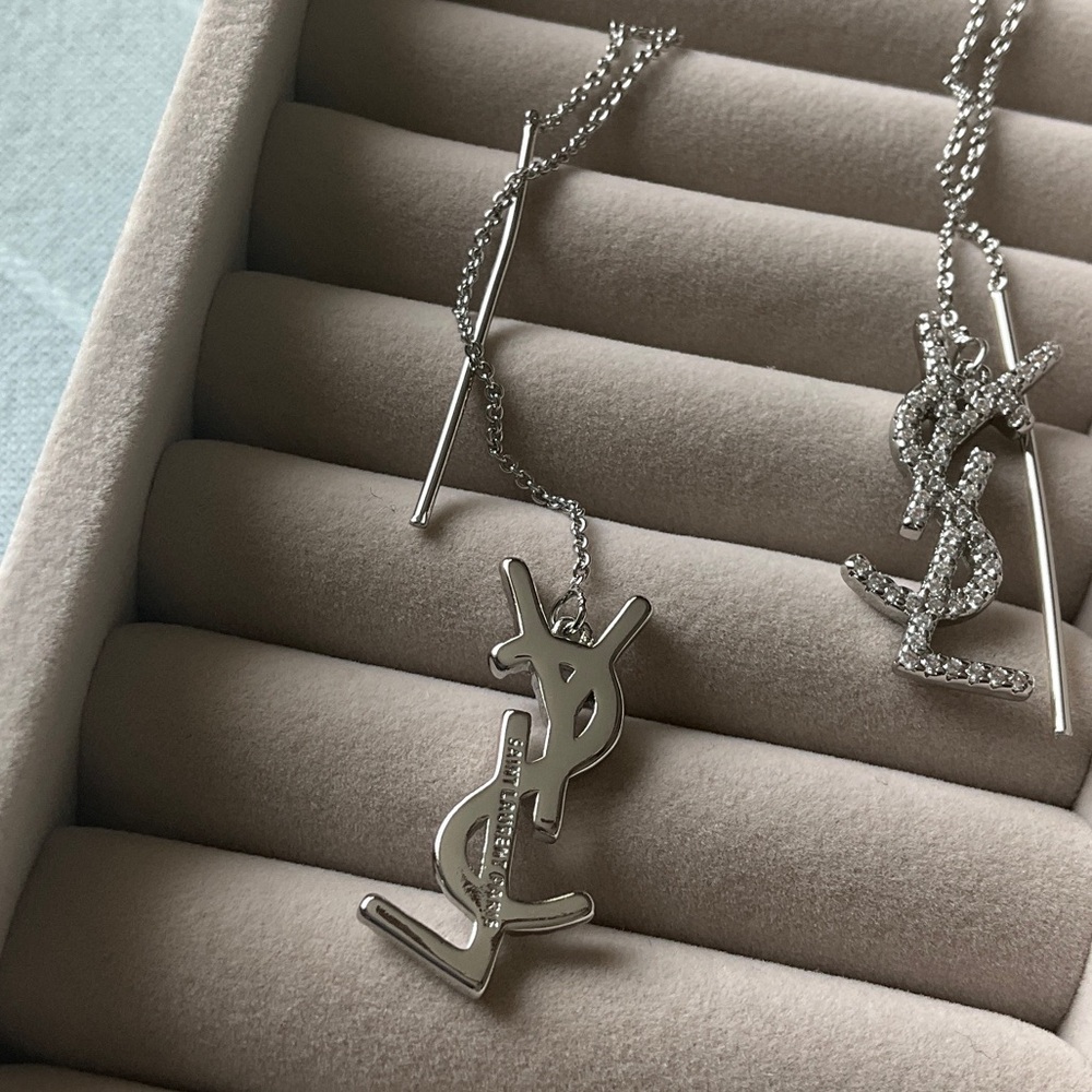 Elegant Silver Drop Earrings YSL - Picture 3 of 4